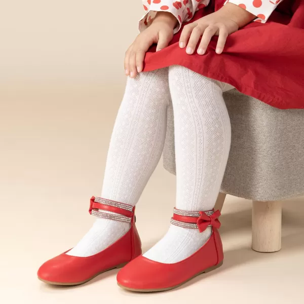 Trary Girls Dress Shoes Rhinestone Ankle Straps Mary Jane Shoes Ballet Flats Cute Bow Flower Girls Shoes Girls Ballerina Flats Wedding Party School Shoes for Toddler Little Kid Big Kid