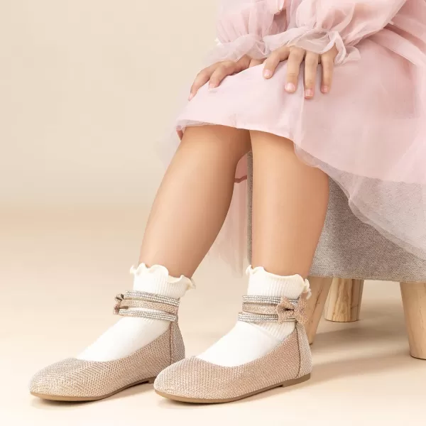 Trary Girls Dress Shoes Rhinestone Ankle Straps Mary Jane Shoes Ballet Flats Cute Bow Flower Girls Shoes Girls Ballerina Flats Wedding Party School Shoes for Toddler Little Kid Big Kid