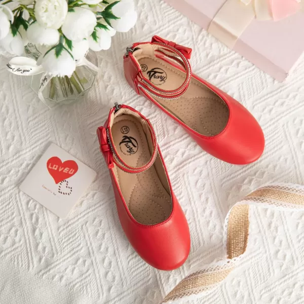 Trary Girls Dress Shoes Rhinestone Ankle Straps Mary Jane Shoes Ballet Flats Cute Bow Flower Girls Shoes Girls Ballerina Flats Wedding Party School Shoes for Toddler Little Kid Big Kid