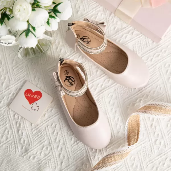 Trary Girls Dress Shoes Rhinestone Ankle Straps Mary Jane Shoes Ballet Flats Cute Bow Flower Girls Shoes Girls Ballerina Flats Wedding Party School Shoes for Toddler Little Kid Big Kid