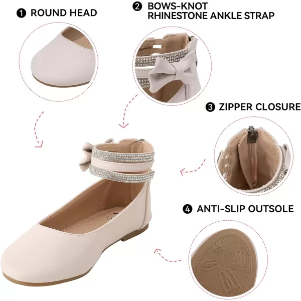 Trary Girls Dress Shoes Rhinestone Ankle Straps Mary Jane Shoes Ballet Flats Cute Bow Flower Girls Shoes Girls Ballerina Flats Wedding Party School Shoes for Toddler Little Kid Big Kid