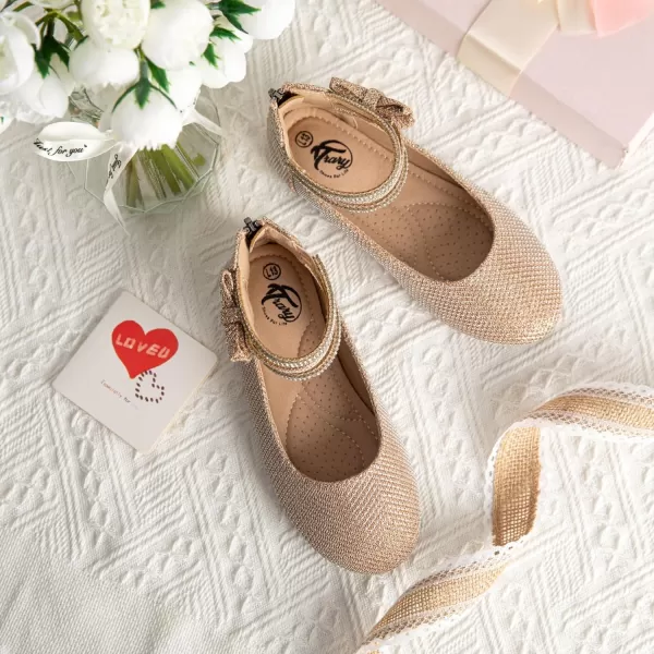 Trary Girls Dress Shoes Rhinestone Ankle Straps Mary Jane Shoes Ballet Flats Cute Bow Flower Girls Shoes Girls Ballerina Flats Wedding Party School Shoes for Toddler Little Kid Big Kid