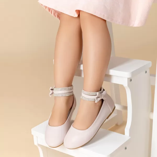 Trary Girls Dress Shoes Rhinestone Ankle Straps Mary Jane Shoes Ballet Flats Cute Bow Flower Girls Shoes Girls Ballerina Flats Wedding Party School Shoes for Toddler Little Kid Big Kid