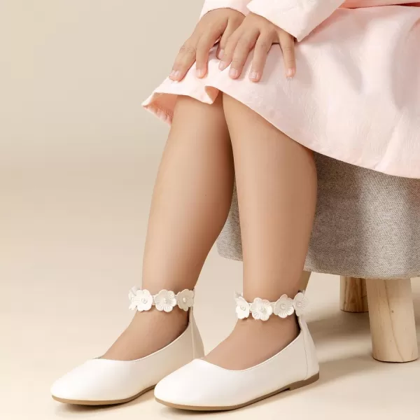 Trary Girls Dress Shoes with Ankle Strap Mary Jane Shoes Girl Ballet Flats Toddler Little Kid Big Kid Flower Girl Shoes for Wedding Party School Ballerina Flat Shoes