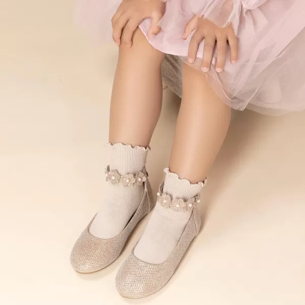 Trary Girls Dress Shoes with Ankle Strap Mary Jane Shoes Girl Ballet Flats Toddler Little Kid Big Kid Flower Girl Shoes for Wedding Party School Ballerina Flat Shoes