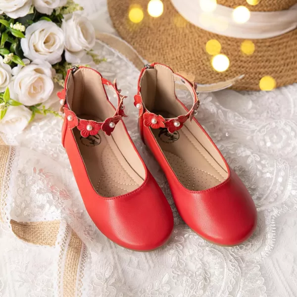 Trary Girls Dress Shoes with Ankle Strap Mary Jane Shoes Girl Ballet Flats Toddler Little Kid Big Kid Flower Girl Shoes for Wedding Party School Ballerina Flat Shoes