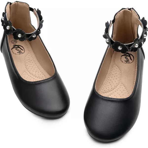 Trary Girls Dress Shoes with Ankle Strap Mary Jane Shoes Girl Ballet Flats Toddler Little Kid Big Kid Flower Girl Shoes for Wedding Party School Ballerina Flat Shoes