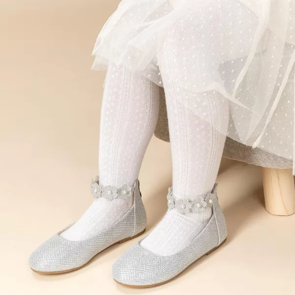 Trary Girls Dress Shoes with Ankle Strap Mary Jane Shoes Girl Ballet Flats Toddler Little Kid Big Kid Flower Girl Shoes for Wedding Party School Ballerina Flat Shoes
