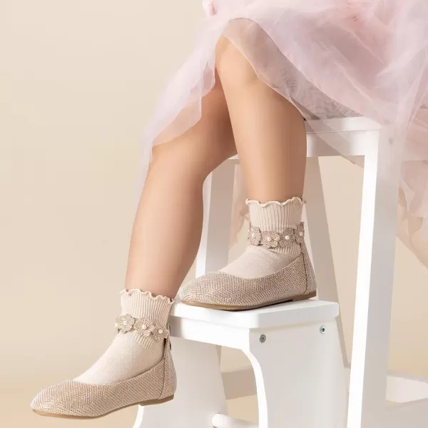 Trary Girls Dress Shoes with Ankle Strap Mary Jane Shoes Girl Ballet Flats Toddler Little Kid Big Kid Flower Girl Shoes for Wedding Party School Ballerina Flat Shoes