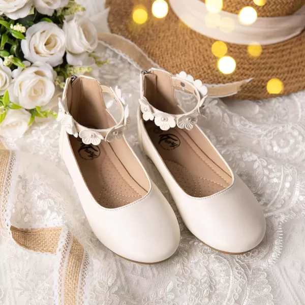 Trary Girls Dress Shoes with Ankle Strap Mary Jane Shoes Girl Ballet Flats Toddler Little Kid Big Kid Flower Girl Shoes for Wedding Party School Ballerina Flat Shoes