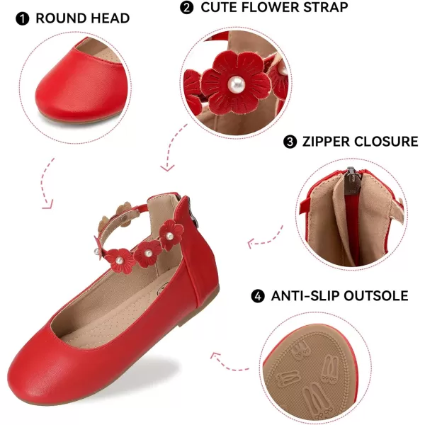 Trary Girls Dress Shoes with Ankle Strap Mary Jane Shoes Girl Ballet Flats Toddler Little Kid Big Kid Flower Girl Shoes for Wedding Party School Ballerina Flat Shoes