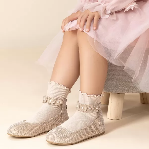 Trary Girls Dress Shoes with Ankle Strap Mary Jane Shoes Girl Ballet Flats Toddler Little Kid Big Kid Flower Girl Shoes for Wedding Party School Ballerina Flat Shoes