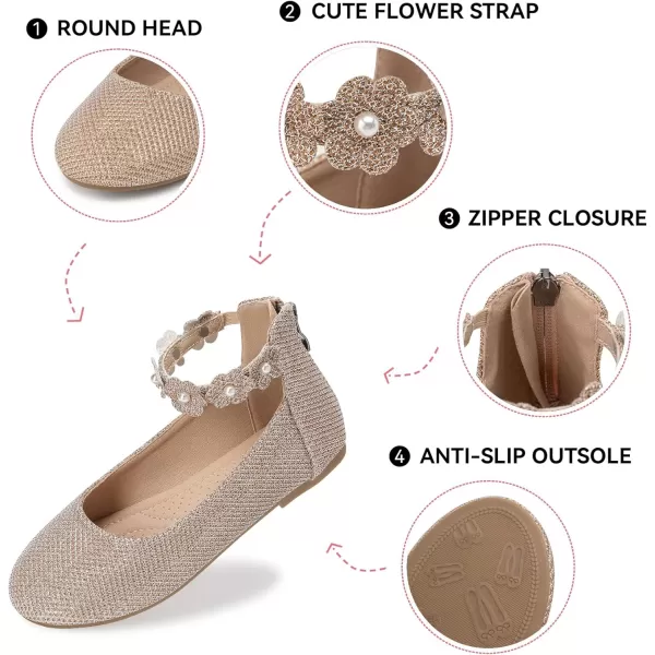 Trary Girls Dress Shoes with Ankle Strap Mary Jane Shoes Girl Ballet Flats Toddler Little Kid Big Kid Flower Girl Shoes for Wedding Party School Ballerina Flat Shoes
