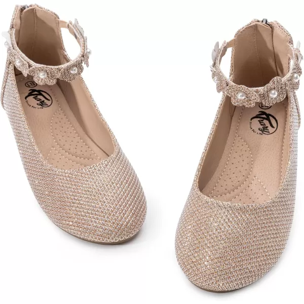 Trary Girls Dress Shoes with Ankle Strap Mary Jane Shoes Girl Ballet Flats Toddler Little Kid Big Kid Flower Girl Shoes for Wedding Party School Ballerina Flat Shoes