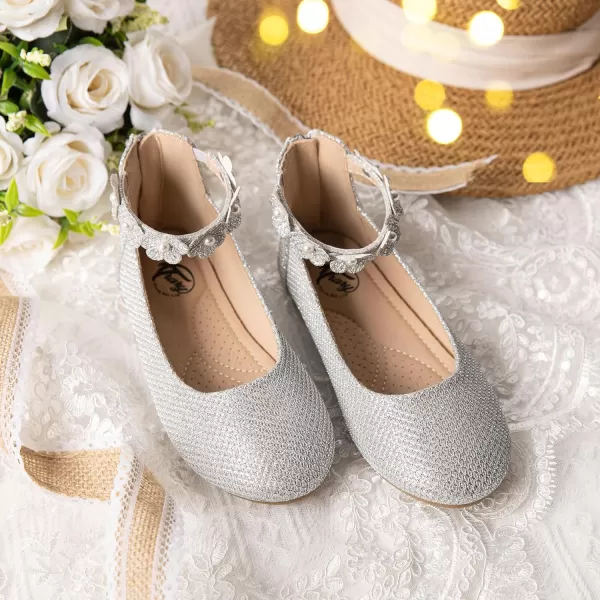 Trary Girls Dress Shoes with Ankle Strap Mary Jane Shoes Girl Ballet Flats Toddler Little Kid Big Kid Flower Girl Shoes for Wedding Party School Ballerina Flat Shoes