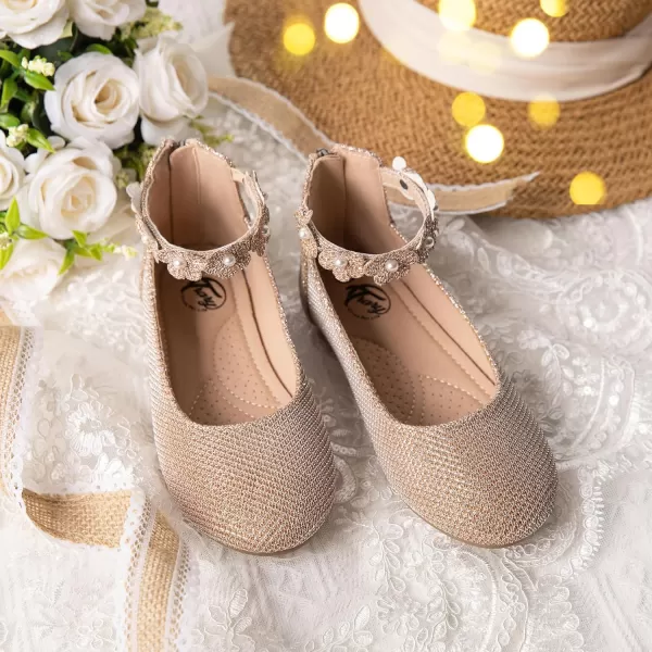 Trary Girls Dress Shoes with Ankle Strap Mary Jane Shoes Girl Ballet Flats Toddler Little Kid Big Kid Flower Girl Shoes for Wedding Party School Ballerina Flat Shoes