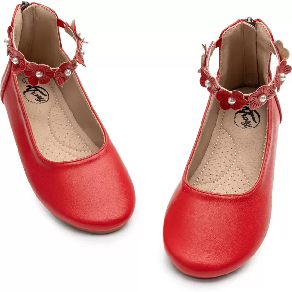 Trary Girls Dress Shoes with Ankle Strap Mary Jane Shoes Girl Ballet Flats Toddler Little Kid Big Kid Flower Girl Shoes for Wedding Party School Ballerina Flat Shoes