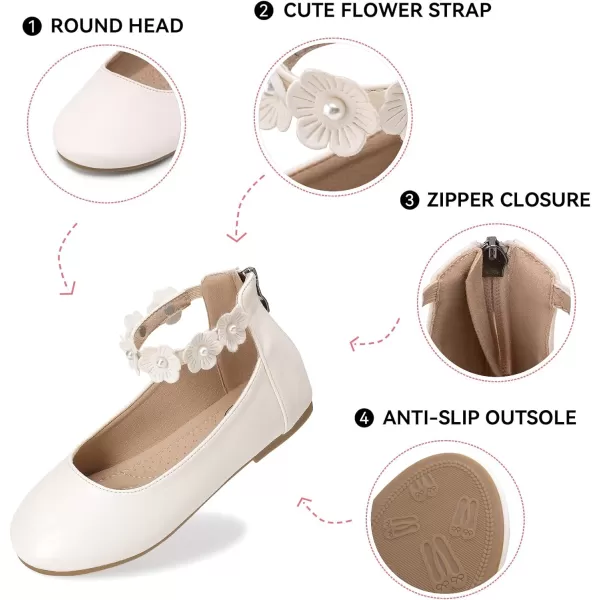 Trary Girls Dress Shoes with Ankle Strap Mary Jane Shoes Girl Ballet Flats Toddler Little Kid Big Kid Flower Girl Shoes for Wedding Party School Ballerina Flat Shoes