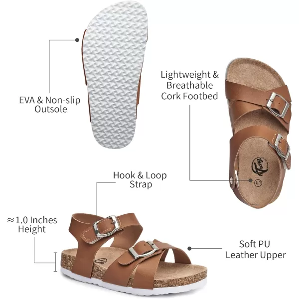 Trary Girls Sandals Adjustable Buckle Causal Sandals for Girls Open Toes Summer Shoes Cork Footbed Sandals for Little Big Kids
