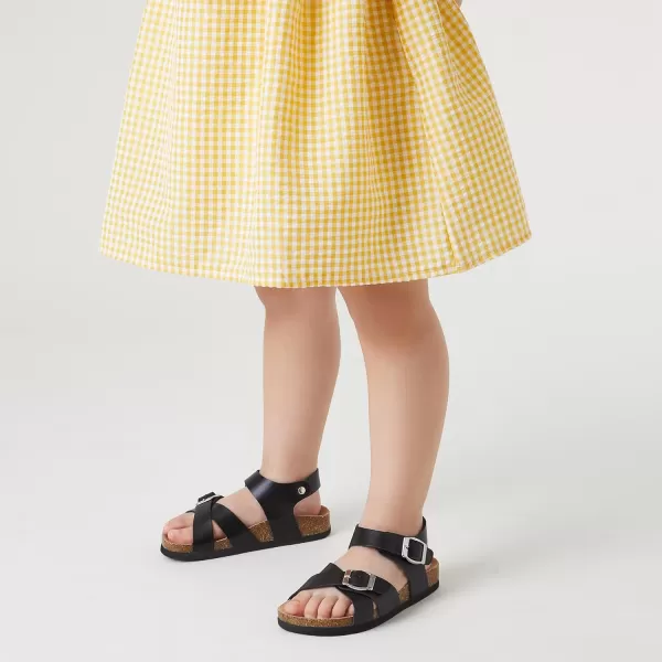 Trary Girls Sandals Adjustable Buckle Causal Sandals for Girls Open Toes Summer Shoes Cork Footbed Sandals for Little Big Kids