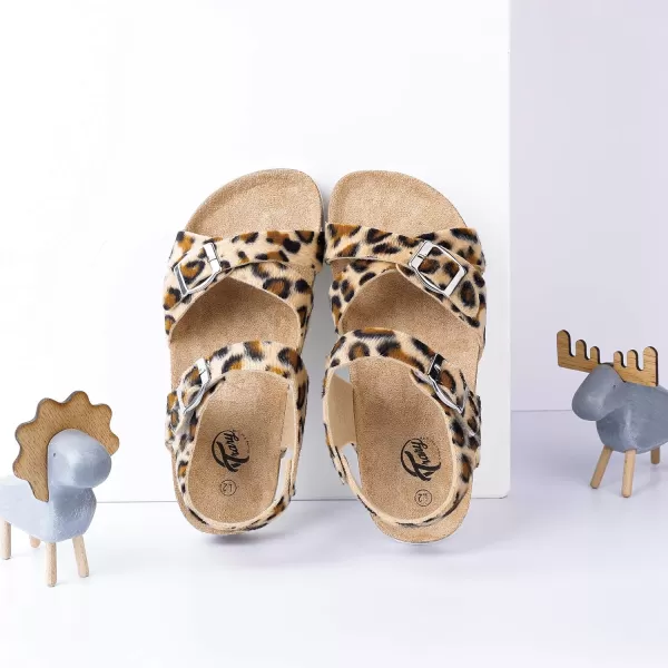 Trary Girls Sandals Adjustable Buckle Causal Sandals for Girls Open Toes Summer Shoes Cork Footbed Sandals for Little Big Kids