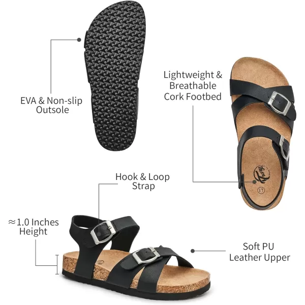 Trary Girls Sandals Adjustable Buckle Causal Sandals for Girls Open Toes Summer Shoes Cork Footbed Sandals for Little Big Kids