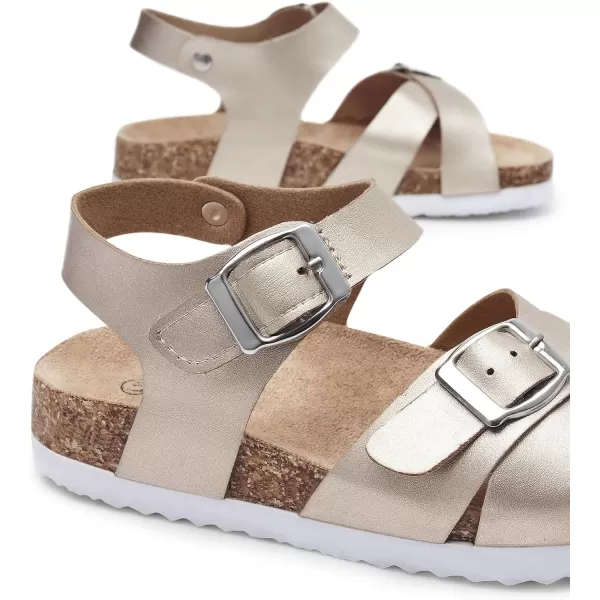 Trary Girls Sandals Adjustable Buckle Causal Sandals for Girls Open Toes Summer Shoes Cork Footbed Sandals for Little Big Kids