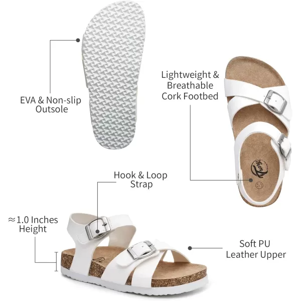 Trary Girls Sandals Adjustable Buckle Causal Sandals for Girls Open Toes Summer Shoes Cork Footbed Sandals for Little Big Kids