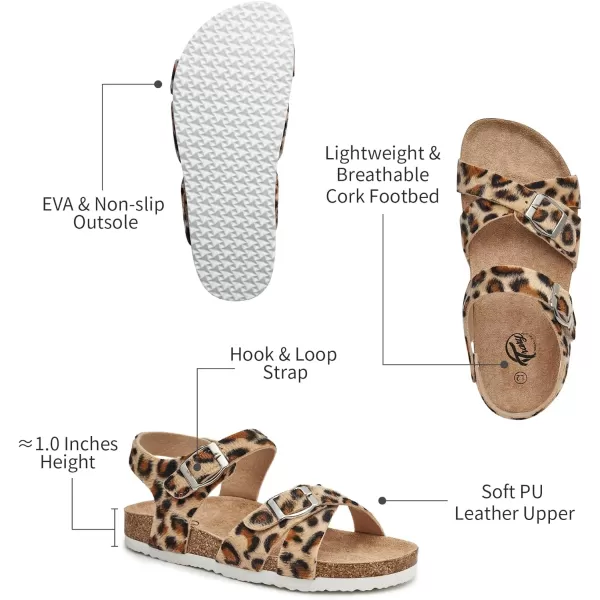 Trary Girls Sandals Adjustable Buckle Causal Sandals for Girls Open Toes Summer Shoes Cork Footbed Sandals for Little Big Kids