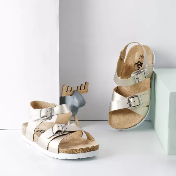 Trary Girls Sandals Adjustable Buckle Causal Sandals for Girls Open Toes Summer Shoes Cork Footbed Sandals for Little Big Kids
