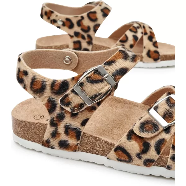 Trary Girls Sandals Adjustable Buckle Causal Sandals for Girls Open Toes Summer Shoes Cork Footbed Sandals for Little Big Kids