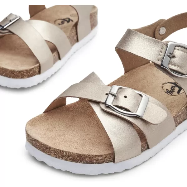 Trary Girls Sandals Adjustable Buckle Causal Sandals for Girls Open Toes Summer Shoes Cork Footbed Sandals for Little Big Kids