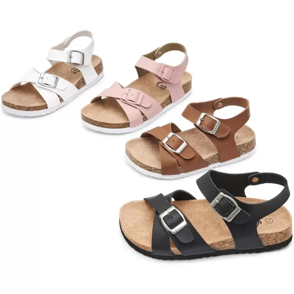 Trary Girls Sandals Adjustable Buckle Causal Sandals for Girls Open Toes Summer Shoes Cork Footbed Sandals for Little Big Kids