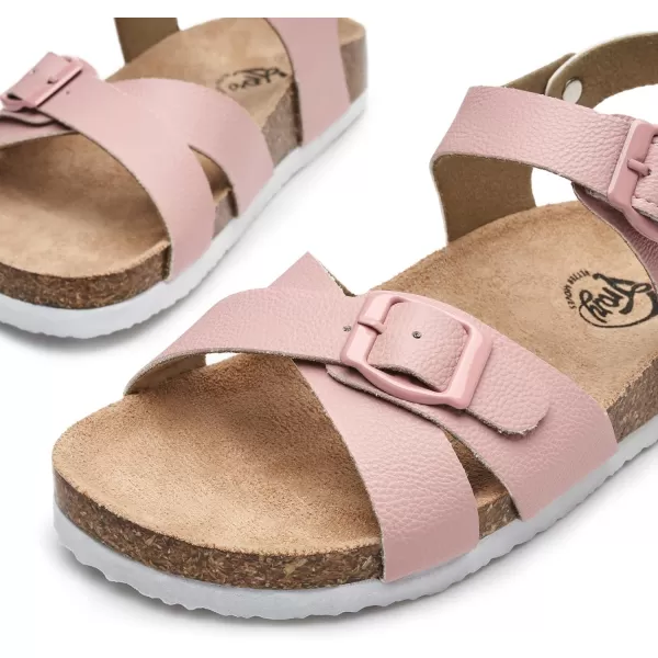 Trary Girls Sandals Adjustable Buckle Causal Sandals for Girls Open Toes Summer Shoes Cork Footbed Sandals for Little Big Kids