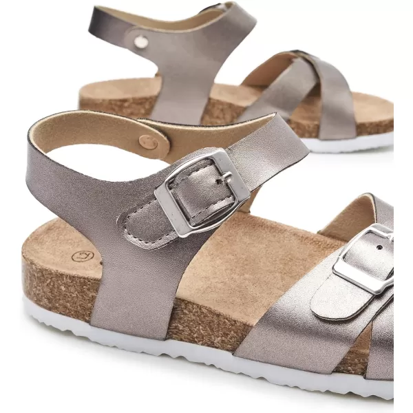 Trary Girls Sandals Adjustable Buckle Causal Sandals for Girls Open Toes Summer Shoes Cork Footbed Sandals for Little Big Kids