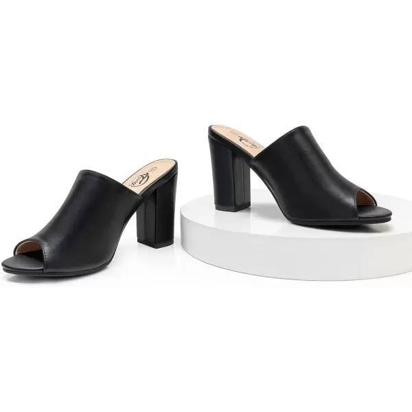Trary Heels Sandals for Women, Women's Chunky Block High Heels Open Toe Heels Sandals Slip on Mules Comfortable Casual Dressy Black White Pink Brown Pumps