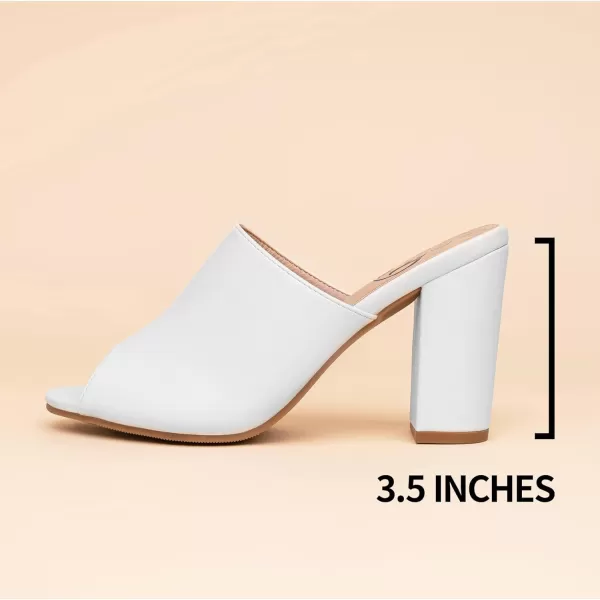 Trary Heels Sandals for Women, Women's Chunky Block High Heels Open Toe Heels Sandals Slip on Mules Comfortable Casual Dressy Black White Pink Brown Pumps