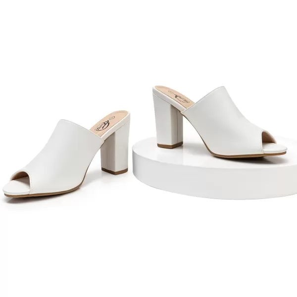 Trary Heels Sandals for Women, Women's Chunky Block High Heels Open Toe Heels Sandals Slip on Mules Comfortable Casual Dressy Black White Pink Brown Pumps