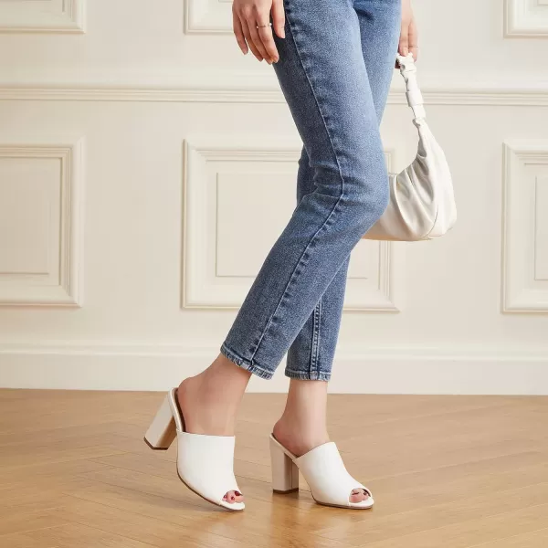 Trary Heels Sandals for Women, Women's Chunky Block High Heels Open Toe Heels Sandals Slip on Mules Comfortable Casual Dressy Black White Pink Brown Pumps