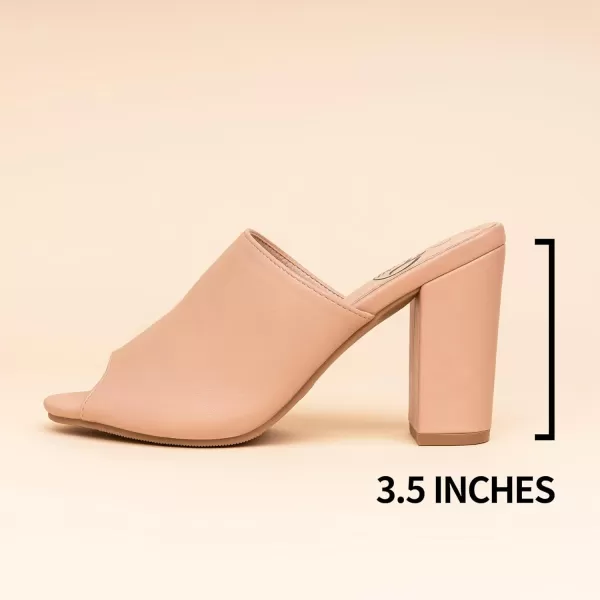 Trary Heels Sandals for Women, Women's Chunky Block High Heels Open Toe Heels Sandals Slip on Mules Comfortable Casual Dressy Black White Pink Brown Pumps