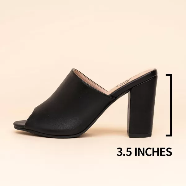 Trary Heels Sandals for Women, Women's Chunky Block High Heels Open Toe Heels Sandals Slip on Mules Comfortable Casual Dressy Black White Pink Brown Pumps