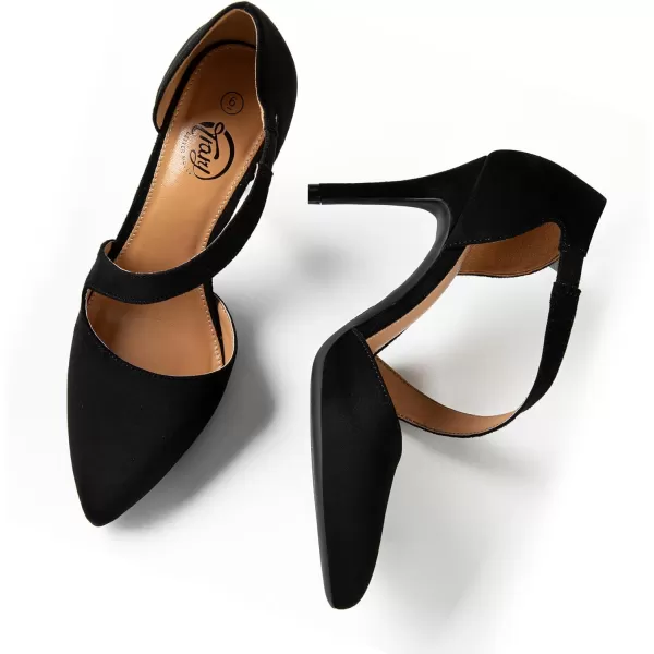 Trary Heels for Women Dress Closed Pointed Toe Heels Comfortable Stiletto High Heels Pumps Sexy Slip On D'Orsay Pumps with Cross Elastic Straps Work Wedding Party Shoes for Women