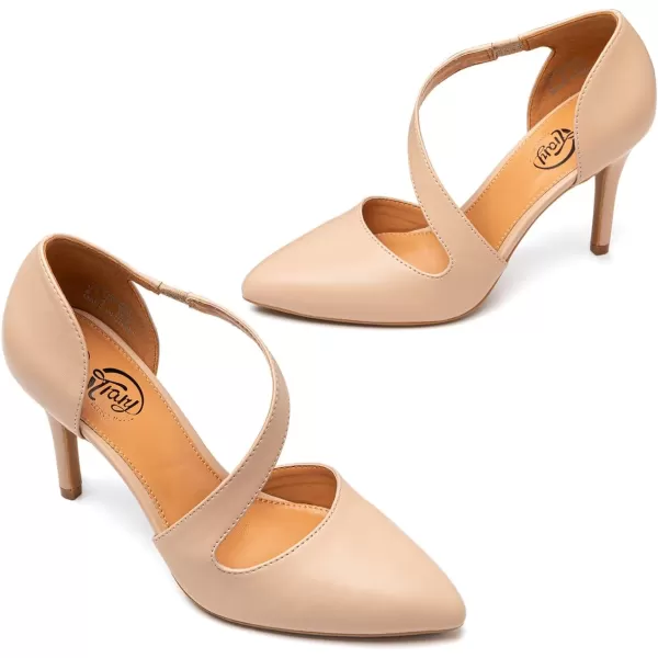 Trary Heels for Women Dress Closed Pointed Toe Heels Comfortable Stiletto High Heels Pumps Sexy Slip On D'Orsay Pumps with Cross Elastic Straps Work Wedding Party Shoes for Women