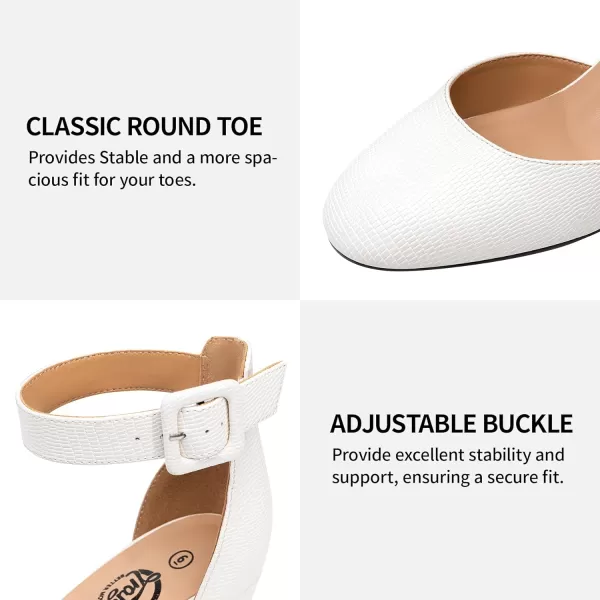 Trary Heels for Women, Low Heel Closed Round Toe Chunky Block Nude Heels Adjustable Ankle Strap Comfy Pumps Shoes Black Heels for Women Versatility Heels Wedding Daily Dressy 2.75" Heels