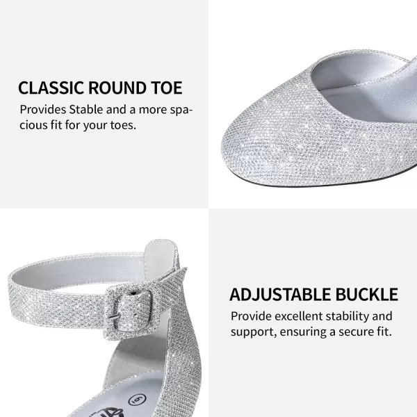 Trary Heels for Women, Low Heel Closed Round Toe Chunky Block Nude Heels Adjustable Ankle Strap Comfy Pumps Shoes Black Heels for Women Versatility Heels Wedding Daily Dressy 2.75" Heels