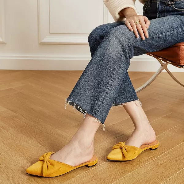 Trary Mules for Women Flats Comfortable, Bow Pointed Toe Womens Mules, Flats Mules Shoes for Women, Cute Mule Women's Mules &amp; Clogs, Slip On Womens Mules Flats, Backless Loafers Mule Shoes for Women
