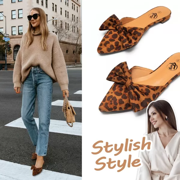 Trary Mules for Women Flats Comfortable, Bow Pointed Toe Womens Mules, Flats Mules Shoes for Women, Cute Mule Women's Mules &amp; Clogs, Slip On Womens Mules Flats, Backless Loafers Mule Shoes for Women