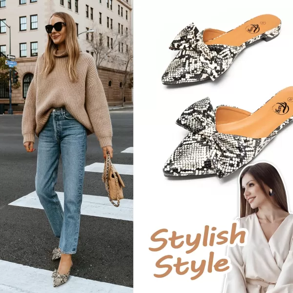 Trary Mules for Women Flats Comfortable, Bow Pointed Toe Womens Mules, Flats Mules Shoes for Women, Cute Mule Women's Mules &amp; Clogs, Slip On Womens Mules Flats, Backless Loafers Mule Shoes for Women