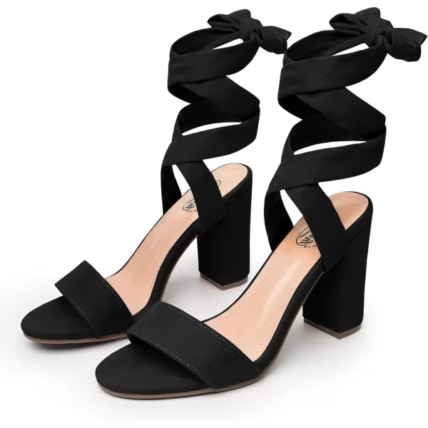 Trary Pink Purple Nude Red Black Heels for Women, Lace Up Chunky Heels for Women, Strappy Heels for Women Sandals, High Platform Stripper Heels, Comfortable Wide Width Tie Up Heels 3 Inch Open Toe
