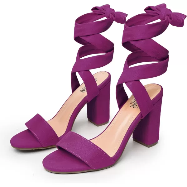 Trary Pink Purple Nude Red Black Heels for Women, Lace Up Chunky Heels for Women, Strappy Heels for Women Sandals, High Platform Stripper Heels, Comfortable Wide Width Tie Up Heels 3 Inch Open Toe